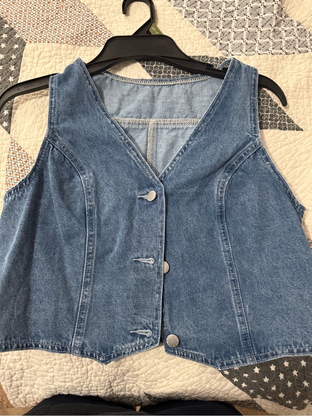 Denim button up cropped blouse